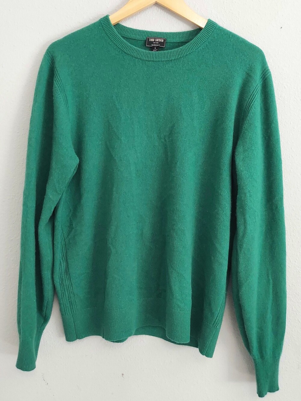 Todd Snyder Cashmere Crewneck Sweater Kelly Green Men Large Quiet Luxury